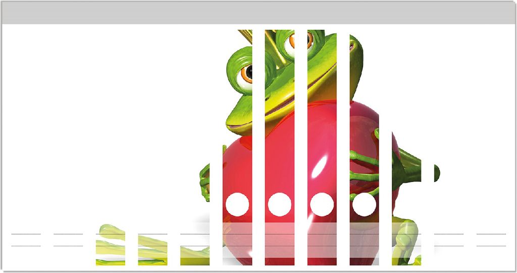 Wallario Ordnerrücken Sticker, selbstklebend für schmale Ordner, 12 Stück, Motiv Verliebter Froschkönig mit großem Herz