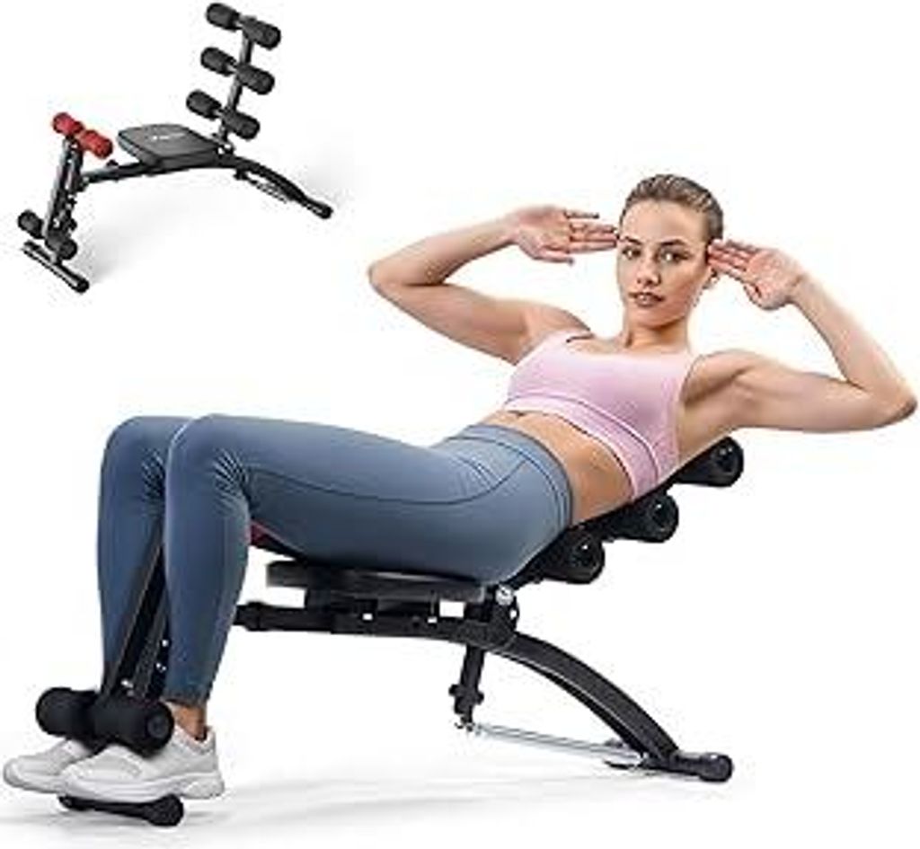 MERACH Bauchtrainingsgerät, Verstellbare Sit-Up-Bank, Bauchmuskel-Trainingsgerät für Heimfitnessstudio für Taille Bauch Hüften Beine, Max 136K...