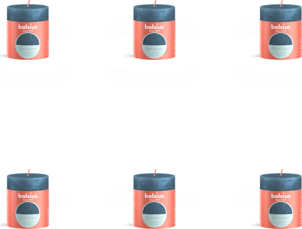 6 Candele Bolsius Shimmer Blu 80/68: Allestimento Rustico e Glam