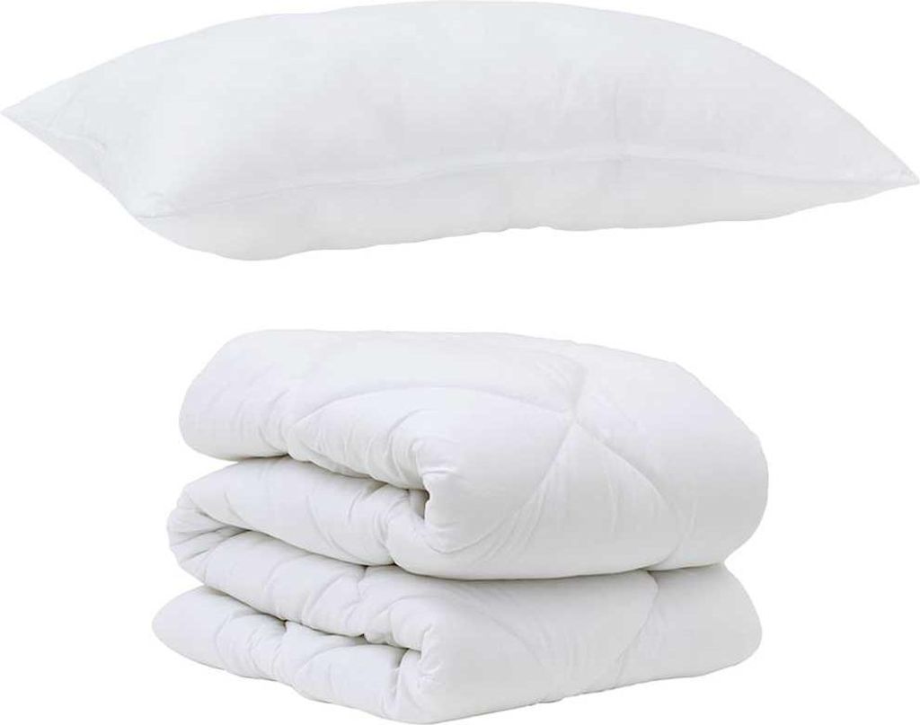 Bettdecken Set mit Kissen 2 pcs Weiß Mikrofaser