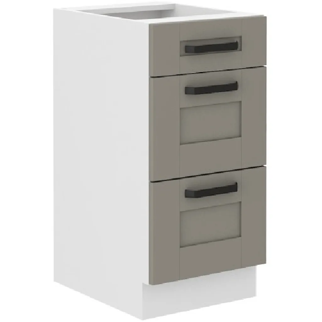 Caisson bas de cuisine 40 cm avec tiroirs de rangement gris LAILI