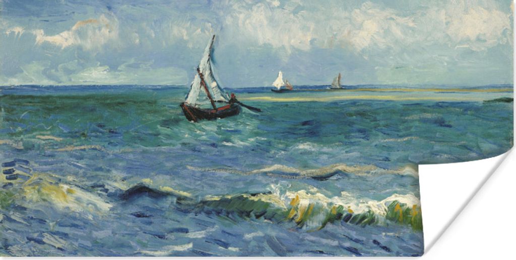 MuchoWow Poster Meereslandschaft bei Les Saintes-Maries-de-la-Mer - Vincent van Gogh 160x80 cm - Foto Poster