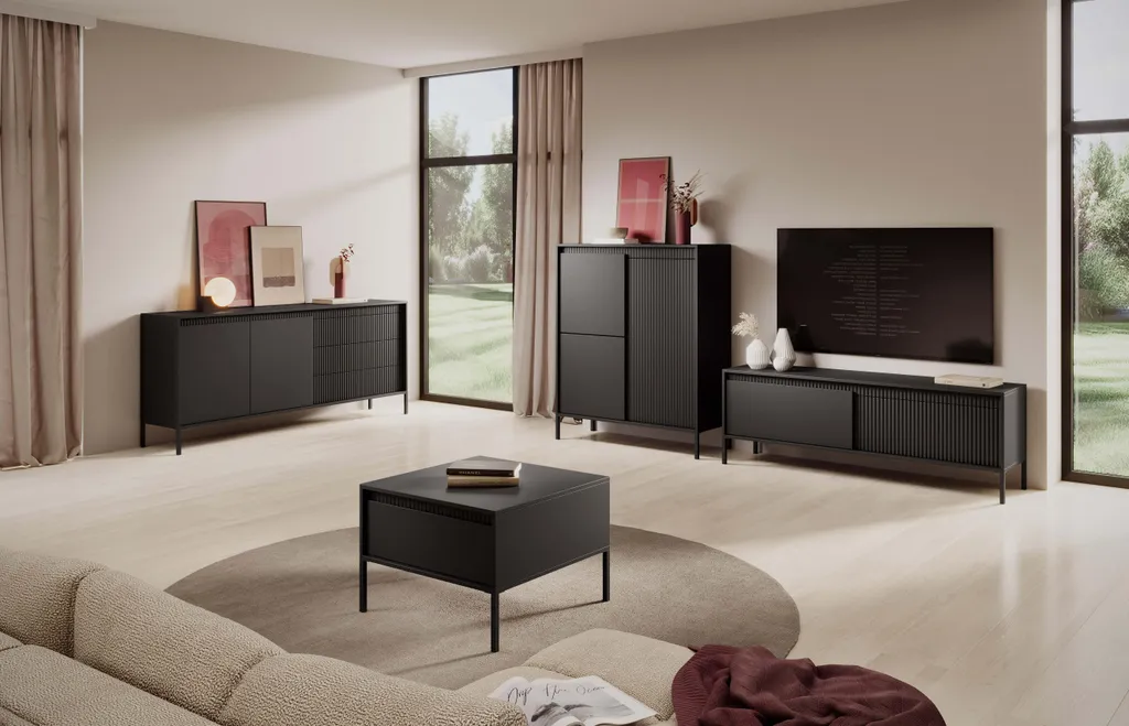Meuble de Rangement Salon Noir 103cm - Buffet Idéal pour Petits Espaces