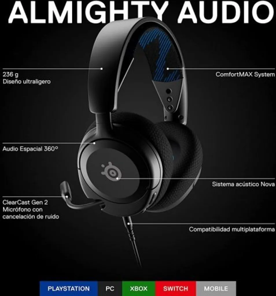 Cuffie Steelseries Arctis Nova 1P Black - Stile e Audio Spaziale - 13