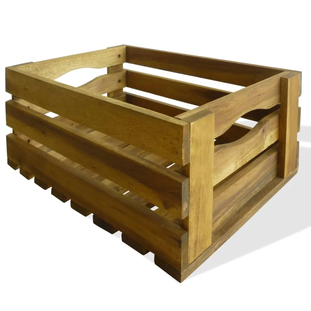 Caisses en Bois d'Acacia vidaXL : Solution de Rangement Stable et Solide - 3