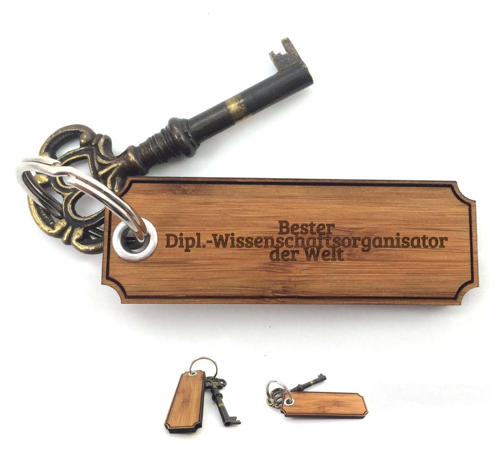 Mr. & Mrs. Panda Schlüssel Anhänger Dipl.-Wissenschaftsorganisator - Bambus - Geschenk, Abschluss, Glücksbringer, Geschenke, tasche, für, Schen...