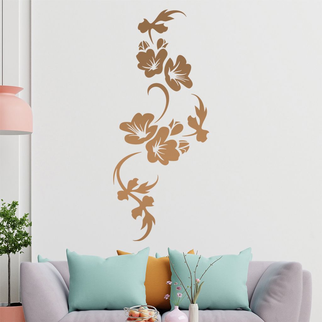 Blumen - Linien Wandtattoo in 6 Größen - Wandaufkleber Wall Sticker - Dekoration, Küche, Wohnzimmer, Schlafzimmer, Badezimmer