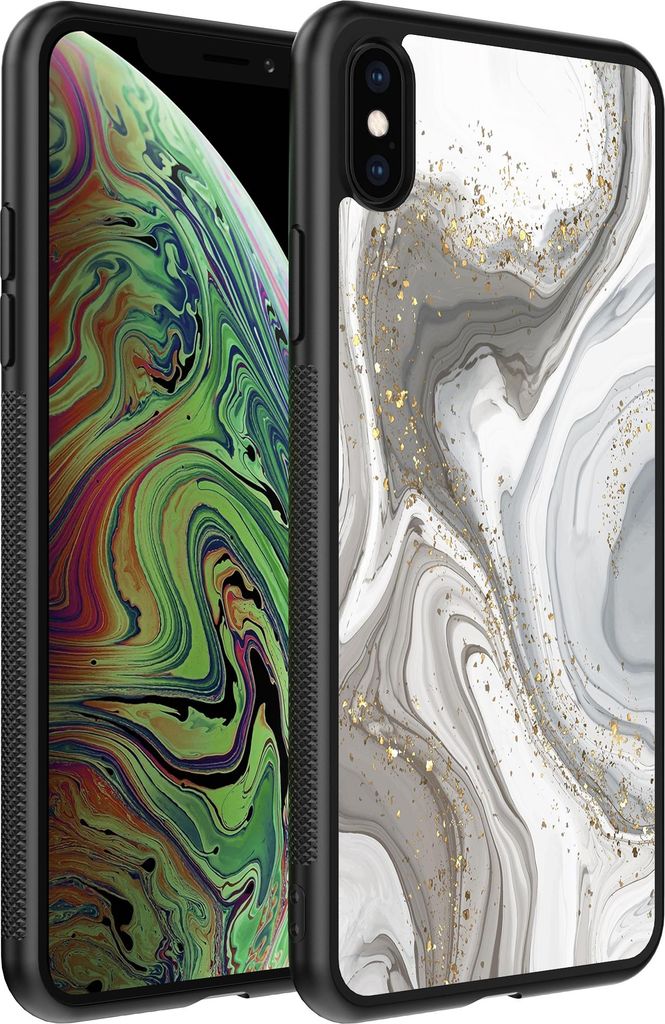 Smartphonica Handyhülle passend für iPhone Xs Max mit Marmordruck - TPU Rückseitenschutzhülle Marmordesign - Silber
