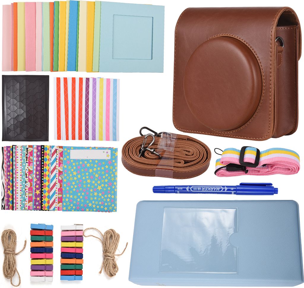 Sofortbildkamera-Zubehoerpaket als Ersatz fuer Fujifilm Instax Square SQ40/SQ1 mit Kameratasche/Kameragurt/Fotoalbum/Fotoclips/Bilderrahmen/Aufkleb...