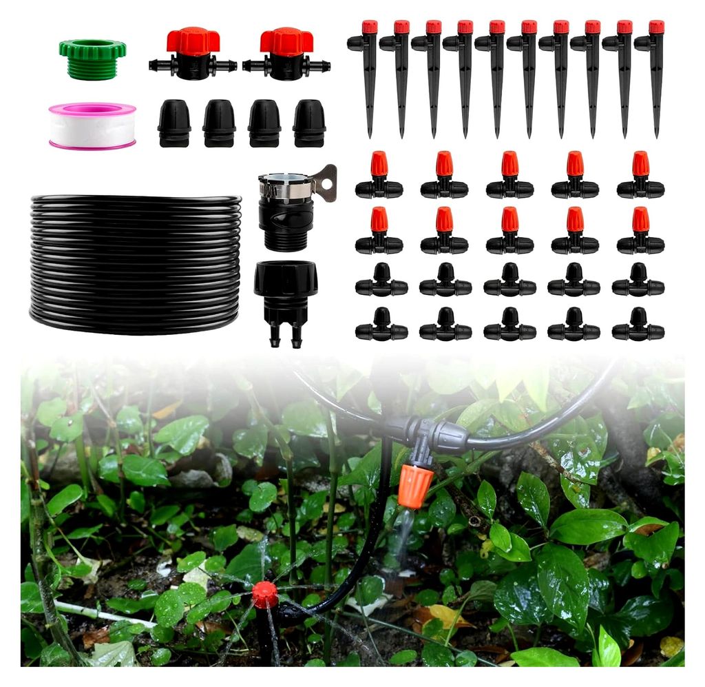Bewässerungssystem 20m Mikrotropfbewässerung Kit für Gartenpflanzen, Balkon, Blumenbeete, Terrasse und Gewächshaus