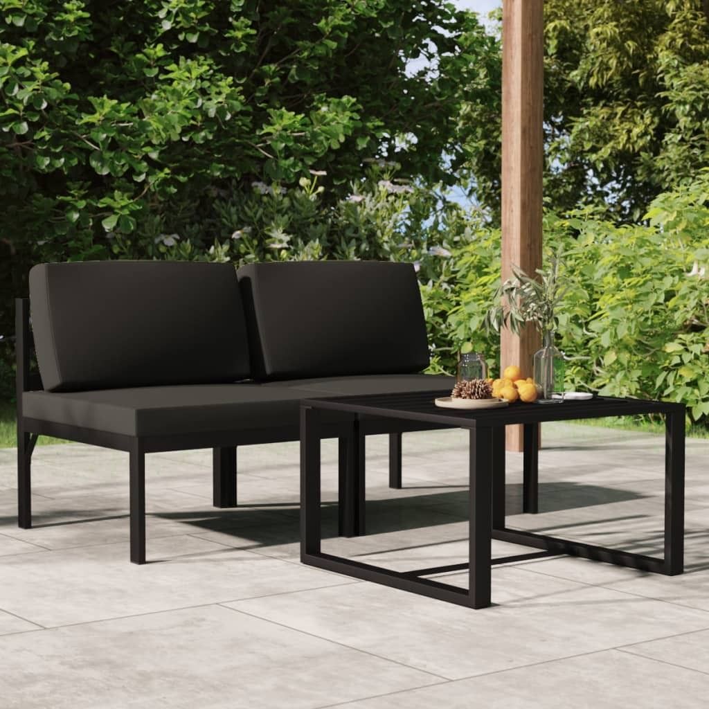 CLORIS 3-tlg. Garten-Lounge-Set mit Kissen Aluminium Anthrazit 3107782