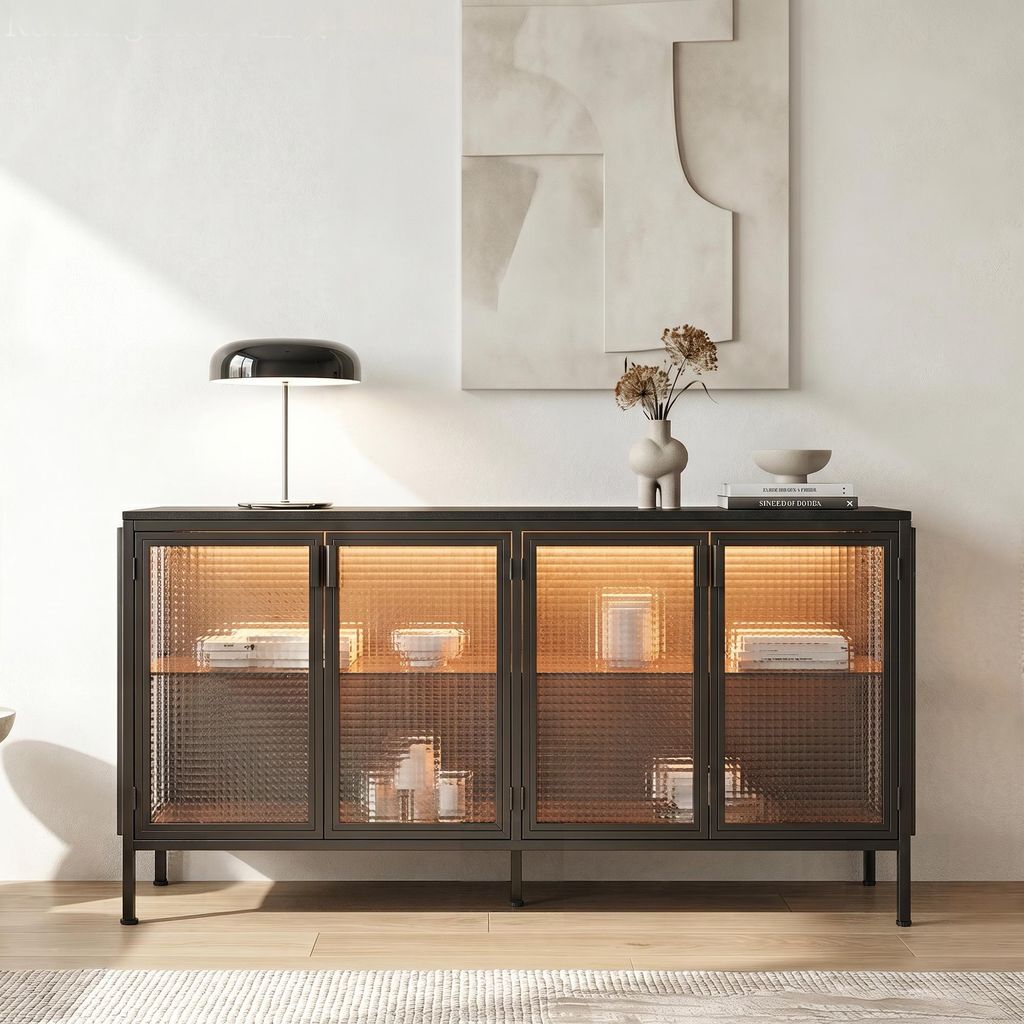 Industrielles Sideboard 150x40x80cm Schwarz mit Produktbild 