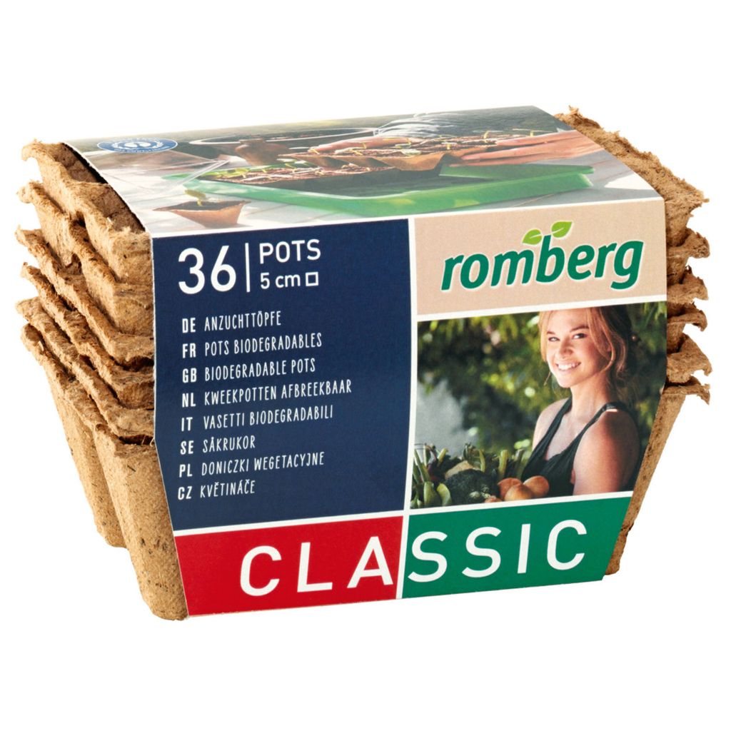 Romberg CLASSIC Anzuchttöpfe 5 cm quadratisch torffrei - 36er Pack