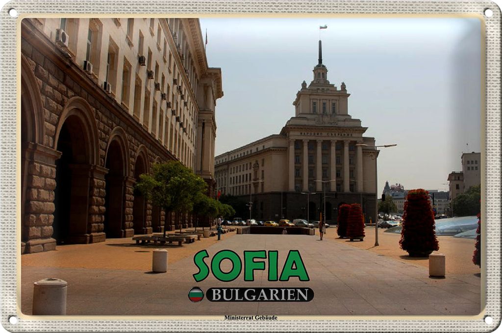 Blechschild Reise 30x20cm Sofia Bulgarien Ministerrat Gebäude