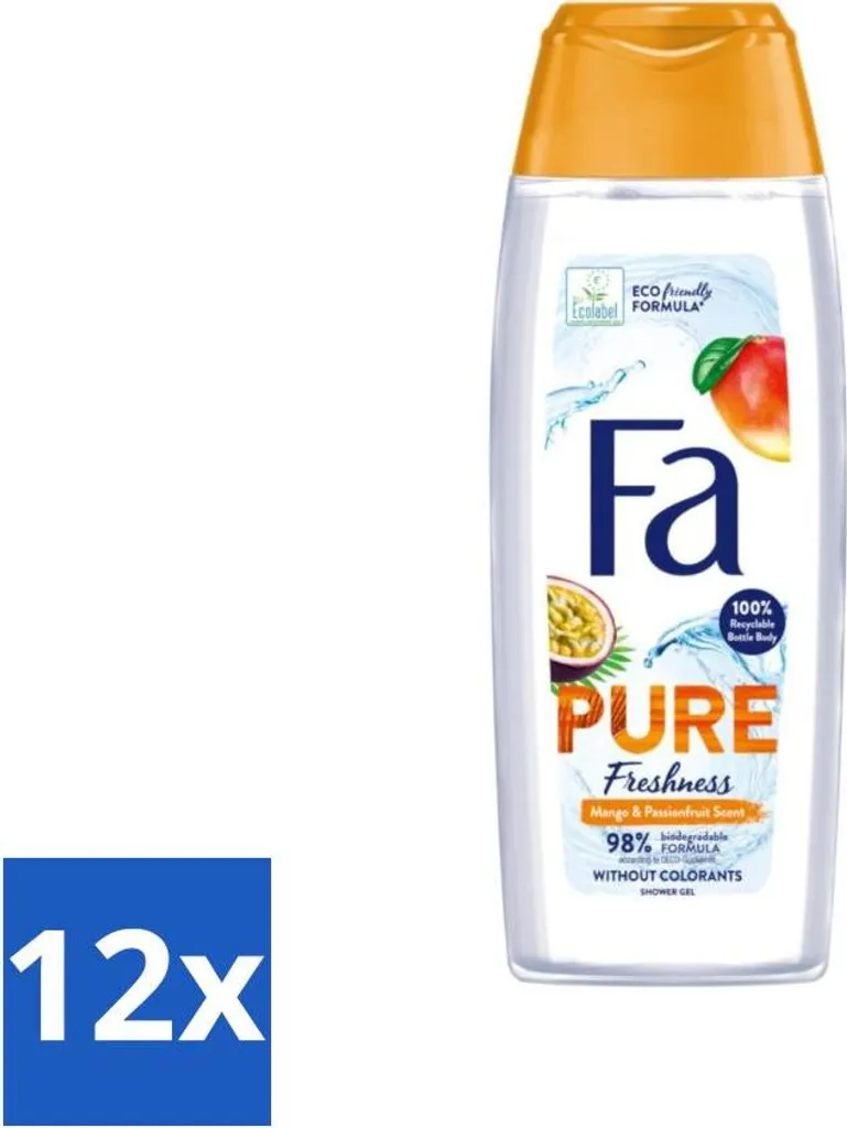Gel Douche Rafraîchissant Fa Mangue Passion - Pack Familial de 12 Pièces