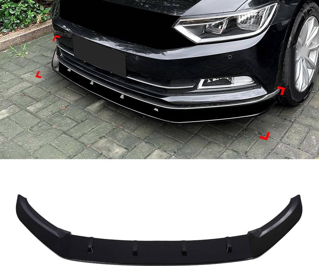 3PCS Frontstoßstangenlippe verbesserte Fahrstabilität Spoiler Splitter Body Kit glänzend schwarz