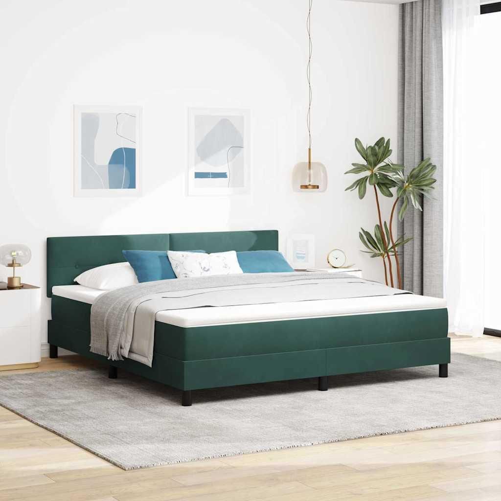 Boxspringbett mit Matratze Dunkelgrün Samt