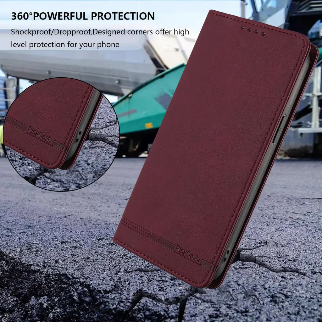 Custodia Rosso Oppo A6 Pro | Cover Chic in Ecopelle con Slot Carte - 8