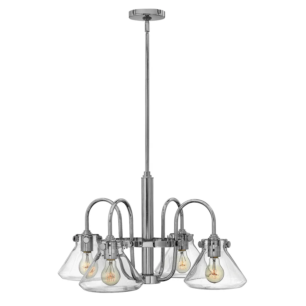 Lustre de salle à manger chic en verre et acier chromé D 68,6 cm
