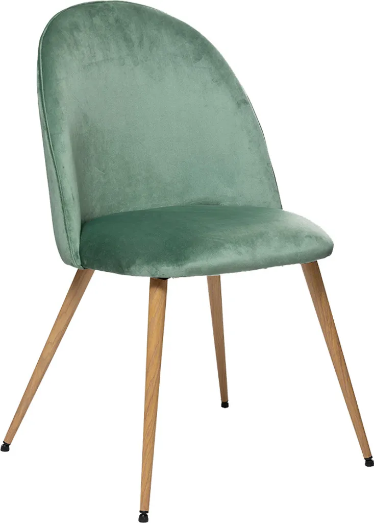 Chaise design velours Jade Nathan Eazy Living, pieds métal aspect bois