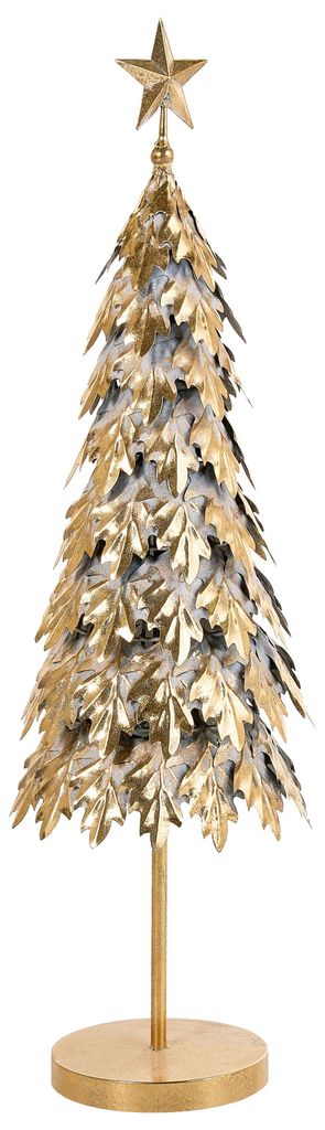 BELIANI Weihnachtsdekoration Gold Metall in Tannenform mit Produktbild 