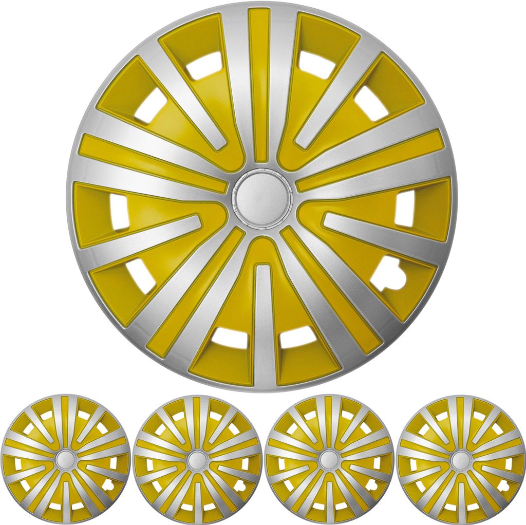 Radzierblenden Set "Spinel" 15 ZOLL in Silber / Gelb 4x PREMIUM DESIGN Radkappen in der Farbe Silber von F.H.U.P. OLSZEWSKI