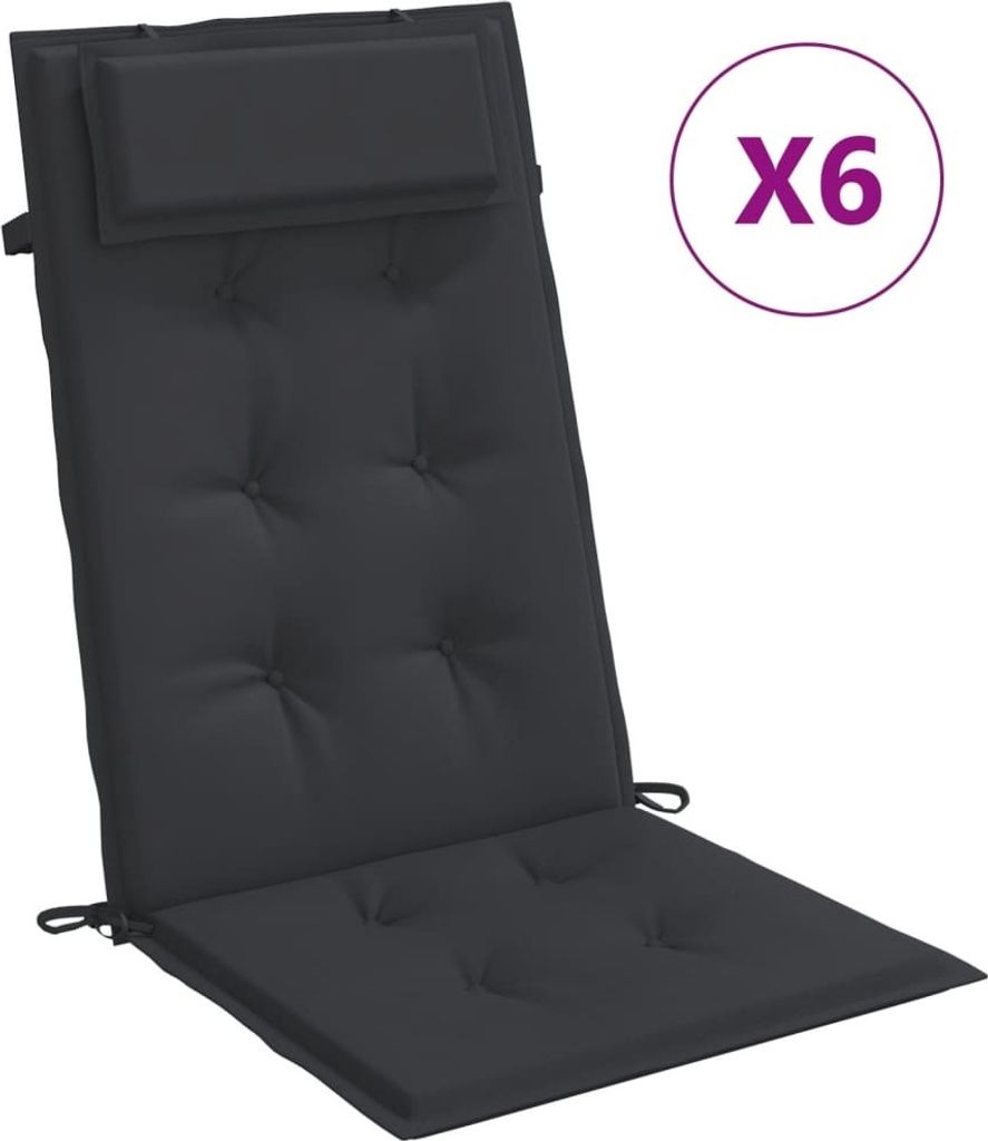 Hochlehner-Auflagen 6 Stk. Schwarz Oxford-Gewebe