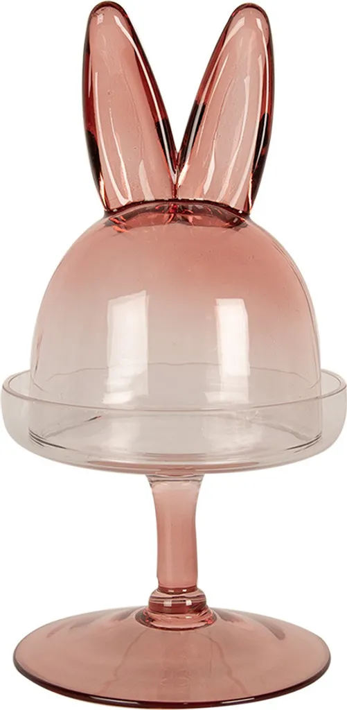 Cloche Déco pour Pâques en Verre Rose 12x23 cm et Figurine Lapin Adorable