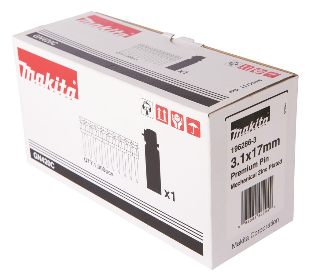 Makita Betonnägel 3,1 x 17 mm, 1.000 Stk. mit Gaskartusche Beton - 3,1 x 17 mm - 1.000 Stk.