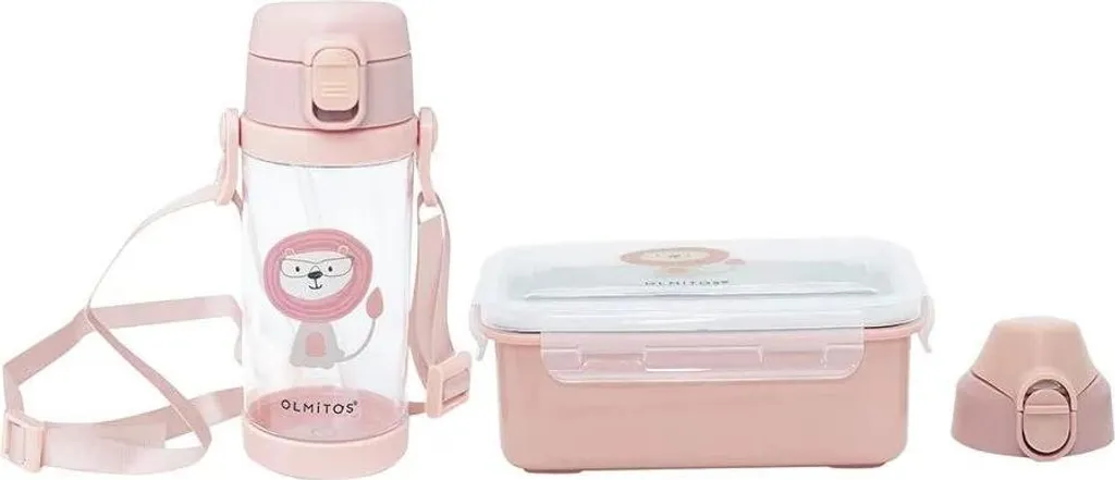 Regalo Ideale: Set Pappa Olmitos Rosa per Bimbi - Acciaio e Tritan