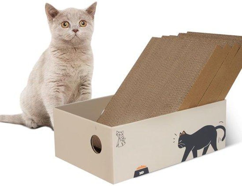 Katzenkratzsäule 5er Pack, doppelseitig, umkehrbar, braun, recycelt