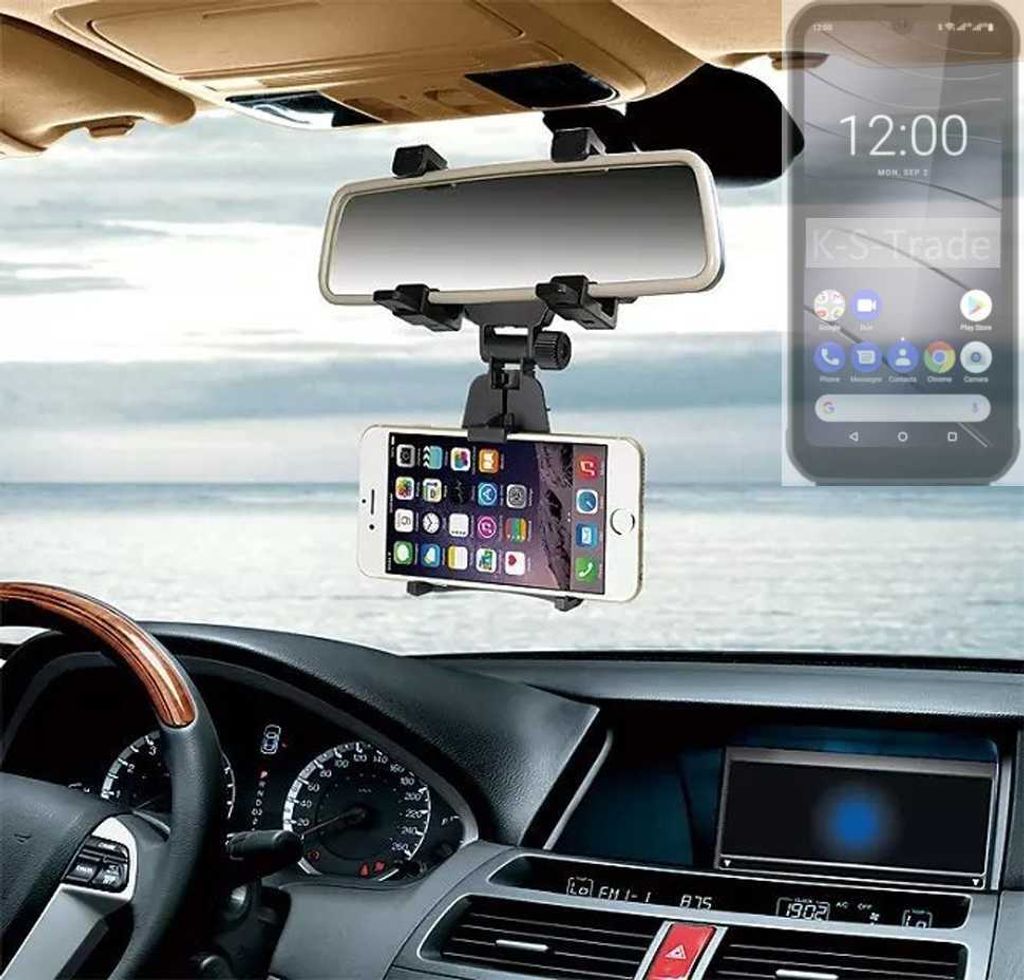 K-S-Trade Smartphone Halterung kompatibel mit Gigaset GX290 Rückspiegel Halterung schwarz Auto Halterung KFZ Halter