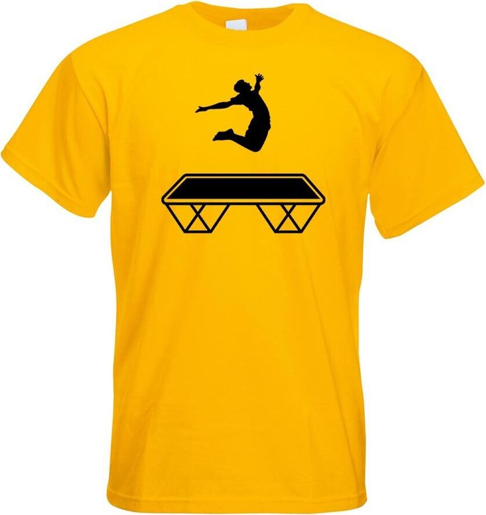 Kiwistar - T-Shirt - gelb - Trampolin Springen Figur Motiv Bedruckt Funshirt Design Print - mit Motiv Bedruckt - Funshirt Design - Sport - Freizeit...