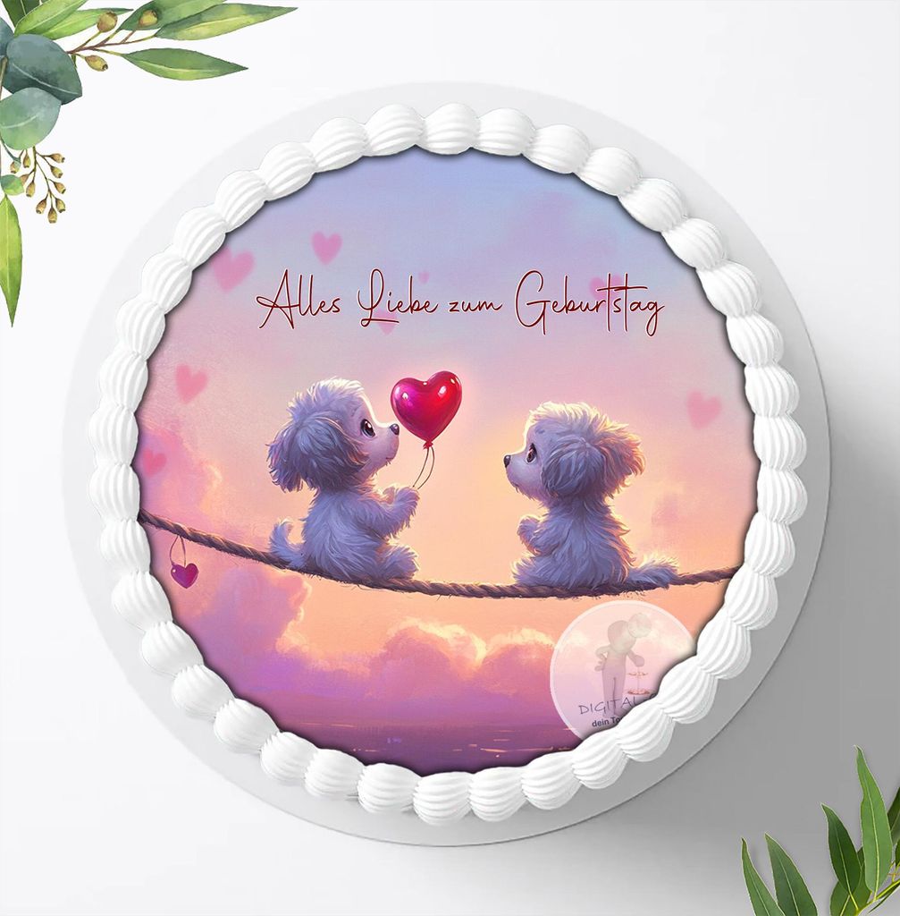 Für die Geburtstags Torte ein Tortenaufleger, Zuckerbild mit dem Motiv: Fellnasen, Essbares Foto für Torten, Fondant, Ø 20cm, 2168z