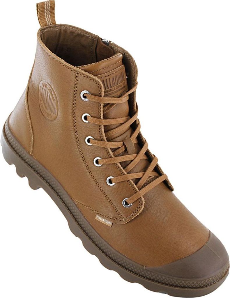 Palladium Lederstiefeletten Pampa mit Reißverschluss, Braun 47 EU