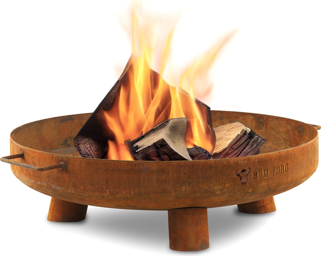BBQ-Toro Feuerschale Ø 60 cm, Rostoptik, Outdoor Dreibein Feuerstelle für Garten und Terrasse