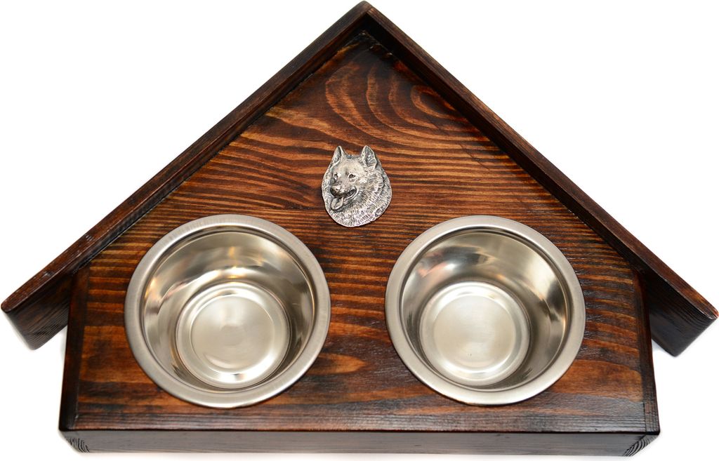 Spitz - Holzständer mit Schalen für Hunde, dekorative Hundeschalen, Geschenk zur Adoption eines Hundes von der Marke Art-Dog