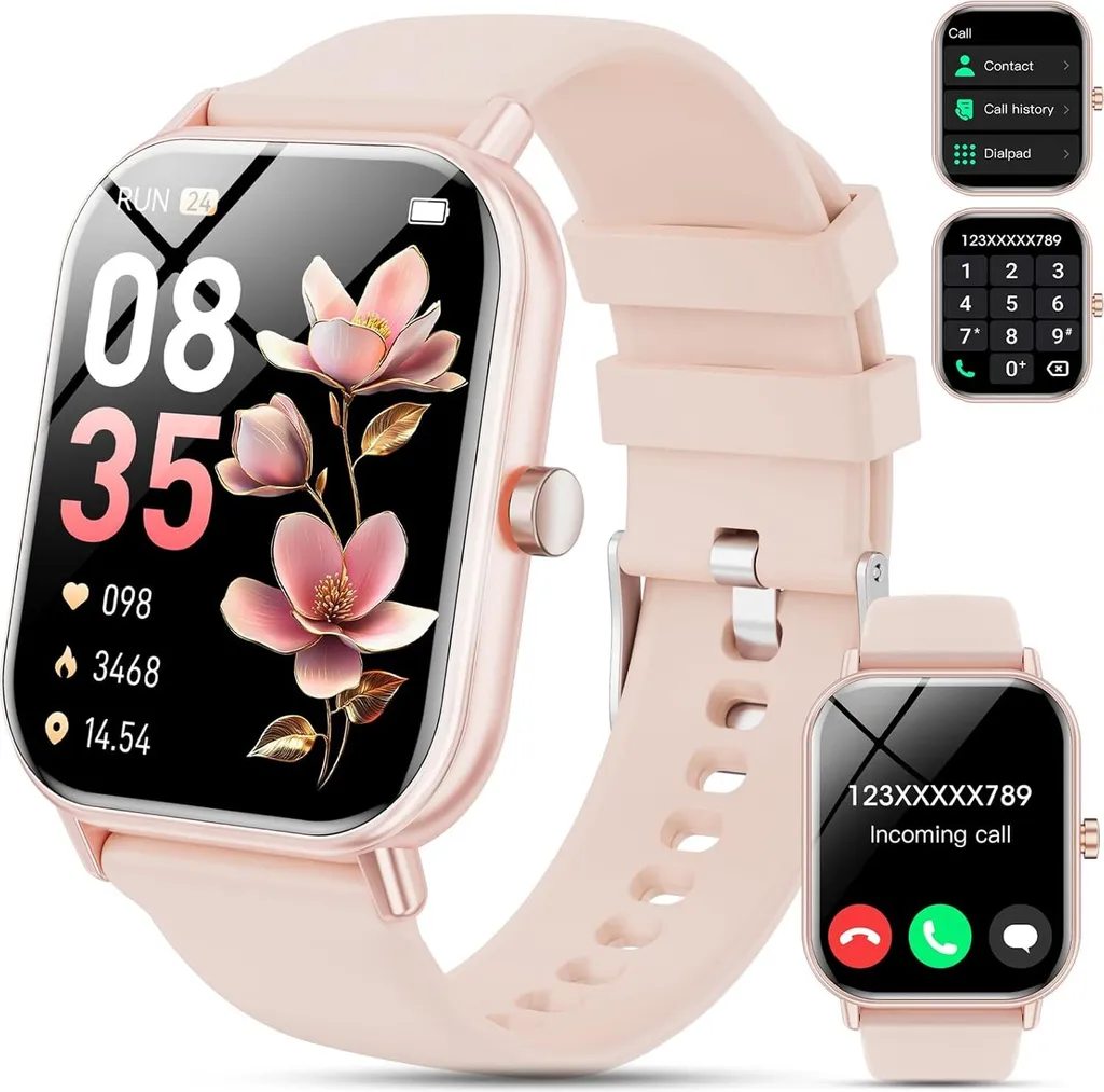 Smart watch chiamate Bluetooth, smartwatch da 1,85 pollici donne uomini, fitness oltre 200 modalità sportive, impermeabile IP68, SPO2, monitor del sonno, pedometro