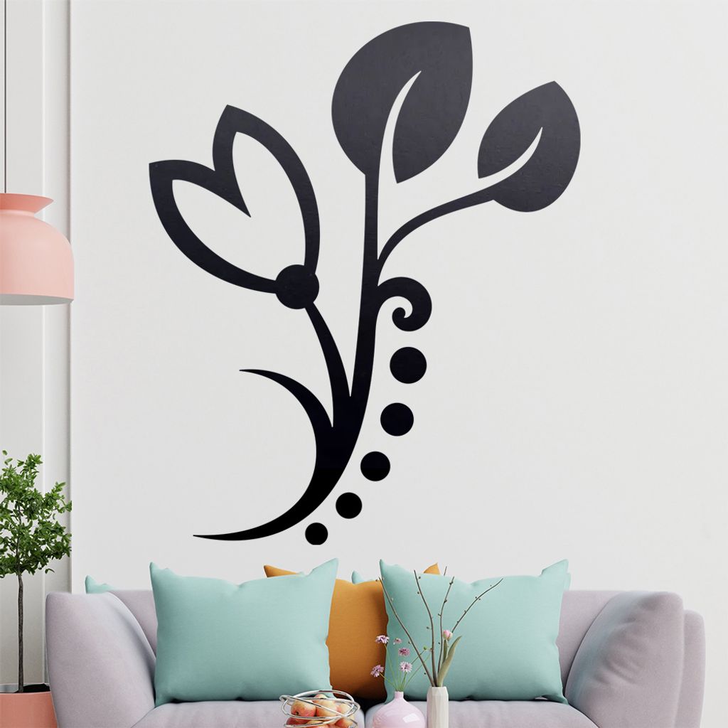 Blume - Linien Punkte Wandtattoo in 6 Größen - Wandaufkleber Wall Sticker - Dekoration, Küche, Wohnzimmer, Schlafzimmer, Badezimmer