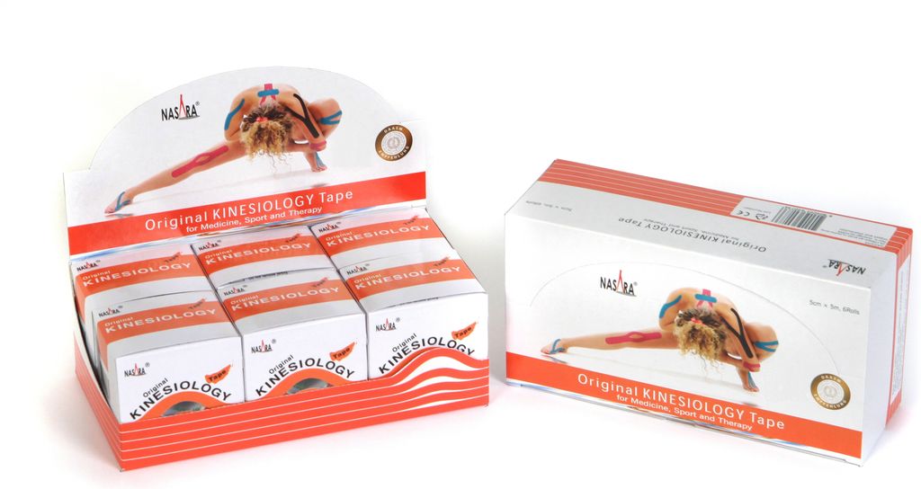 Nasara Kinesiologie Tape 5m x 5 cm 6er Box : orange Farbe: orange