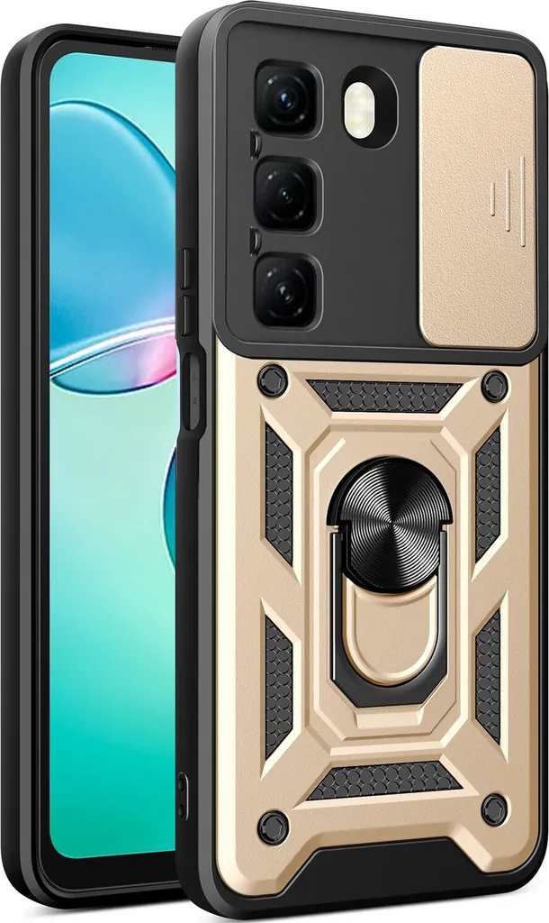 OFFERTA Custodia Infinix Hot 50 4G Oro - Protezione Militare con Anello