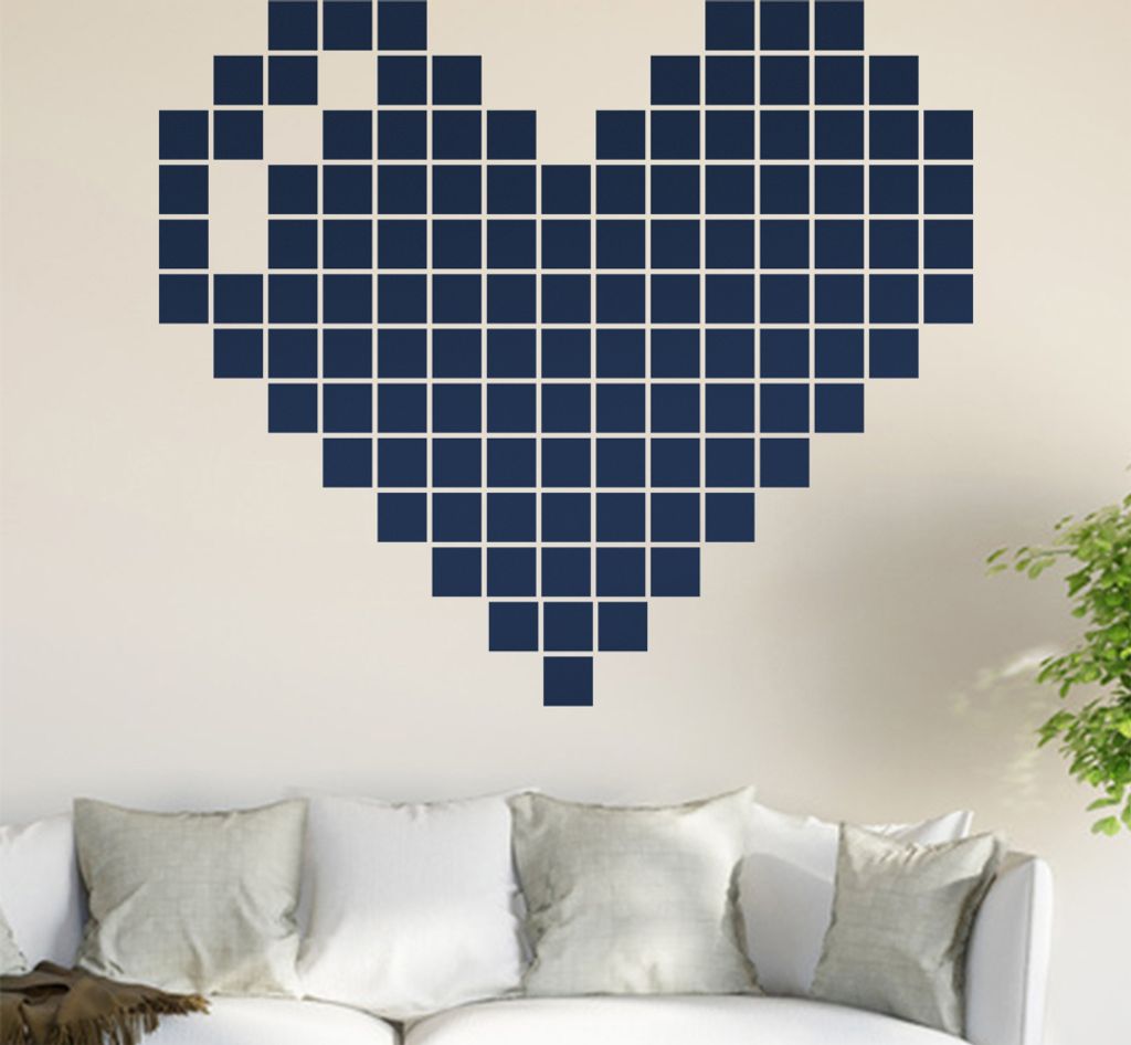 Retro Herz Wandtattoo in 6 Größen - Wandaufkleber Wall Sticker - Dekoration, Küche, Wohnzimmer, Schlafzimmer, Badezimmer