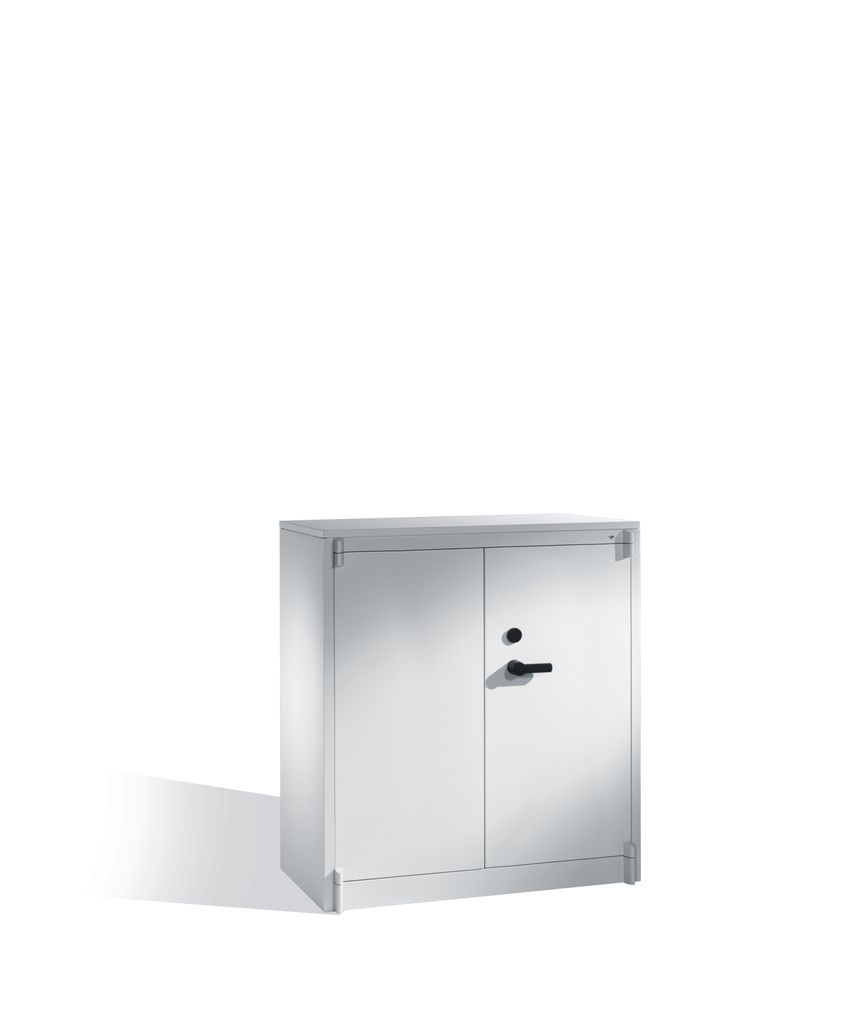 Feuergeschützter Flügeltürenschrank, BxTxH 1200x500x1226 mm, 2-türig, 2 Fachböden, RAL 7035 lichtgrau