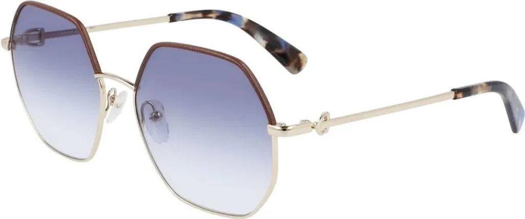 Longchamp LO140SL 719 Lunettes de Soleil Femme Doré et Bleu Taille 58/17