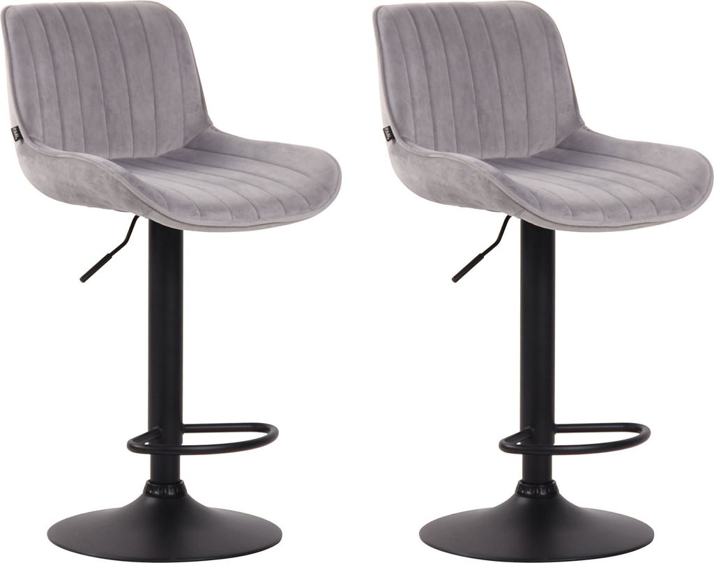 2er Set Barhocker HLO-CP68 Samt schwarz grau