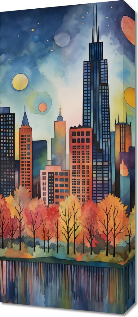 Bild 30x70cm Panorama einer malerischen Stadt