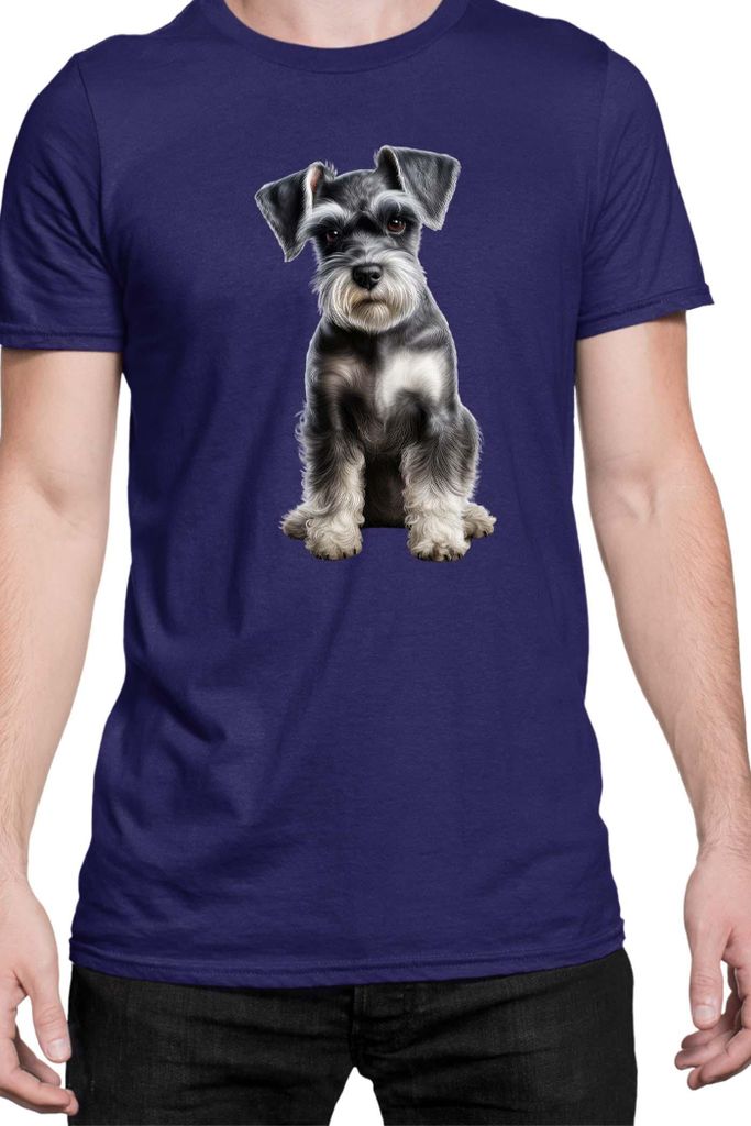 Herren T-Shirt Dogs Breeds Miniature Schnazuer Dog Breed 006, Man 2XL / Dunkelblau
