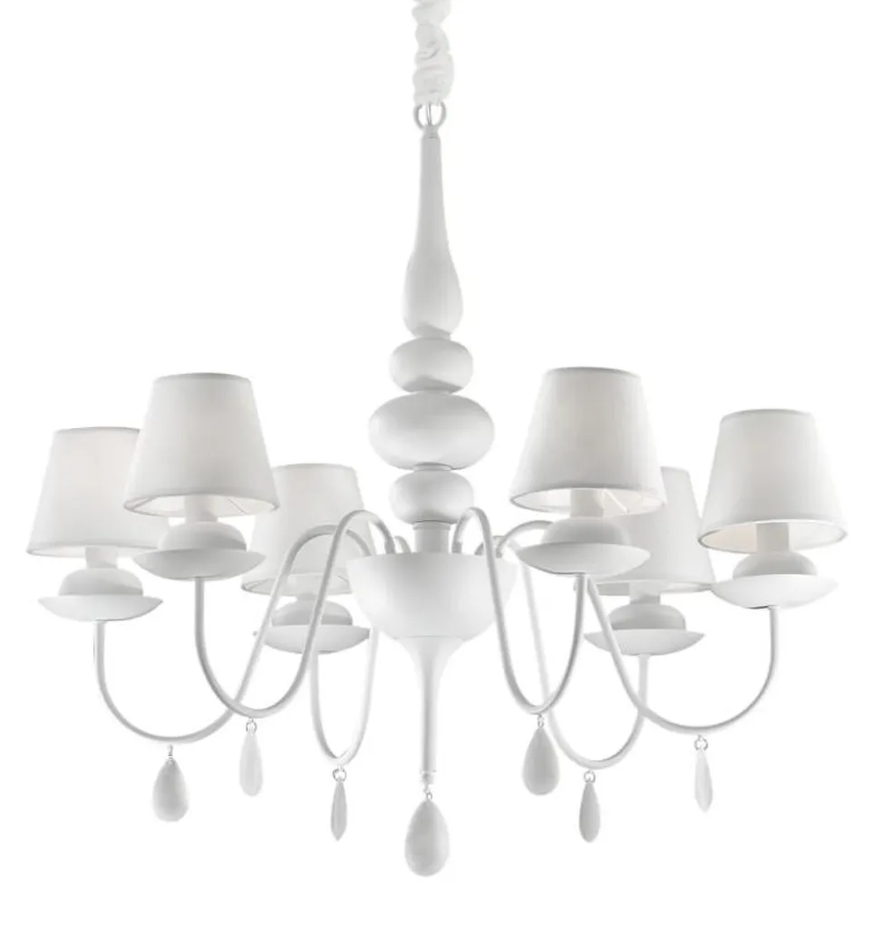 Lustre suspension plafonnier blanc 6 lampes pour éclairage de salle à manger