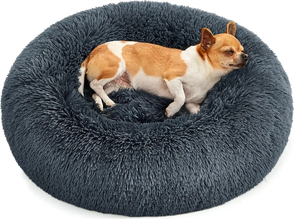Feandrea Lit Moelleux pour Chien et Chat Panier Beignet Gris Foncé 60cm