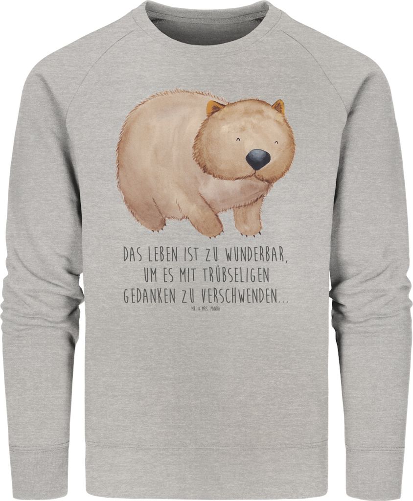 Mr. & Mrs. Panda Baumwoll Pullover Wombat Größe L - Heather Grey - Geschenk, Sweater, Das Leben Ist schön, Bio, Lustige Sprüche, Pulli, Austral...